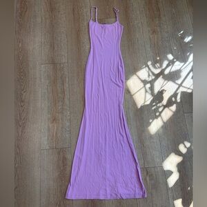 SKIMS Pink Ribbed Maxi Dress Size Small Modal Stretch Bodycon
